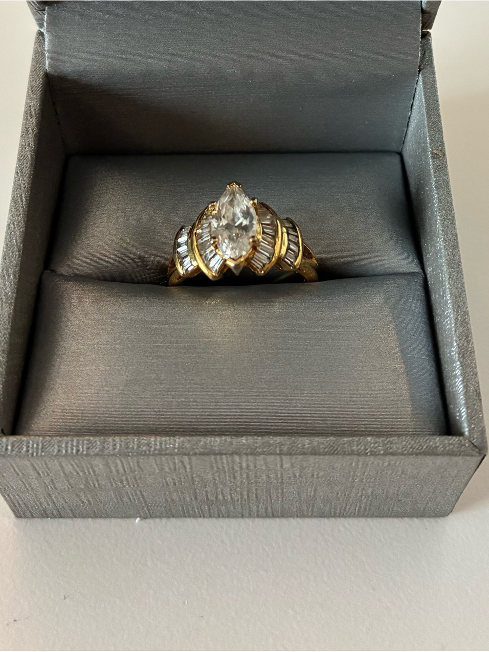 Avon Gold-Tone Marquise Ring with Clear Stones